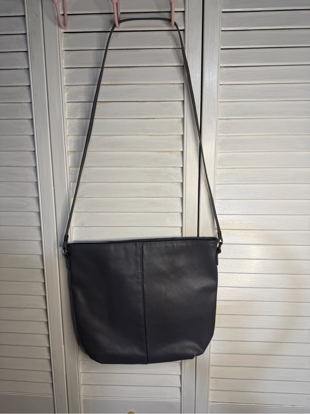 Classic grey  Leather Crossbody Bag